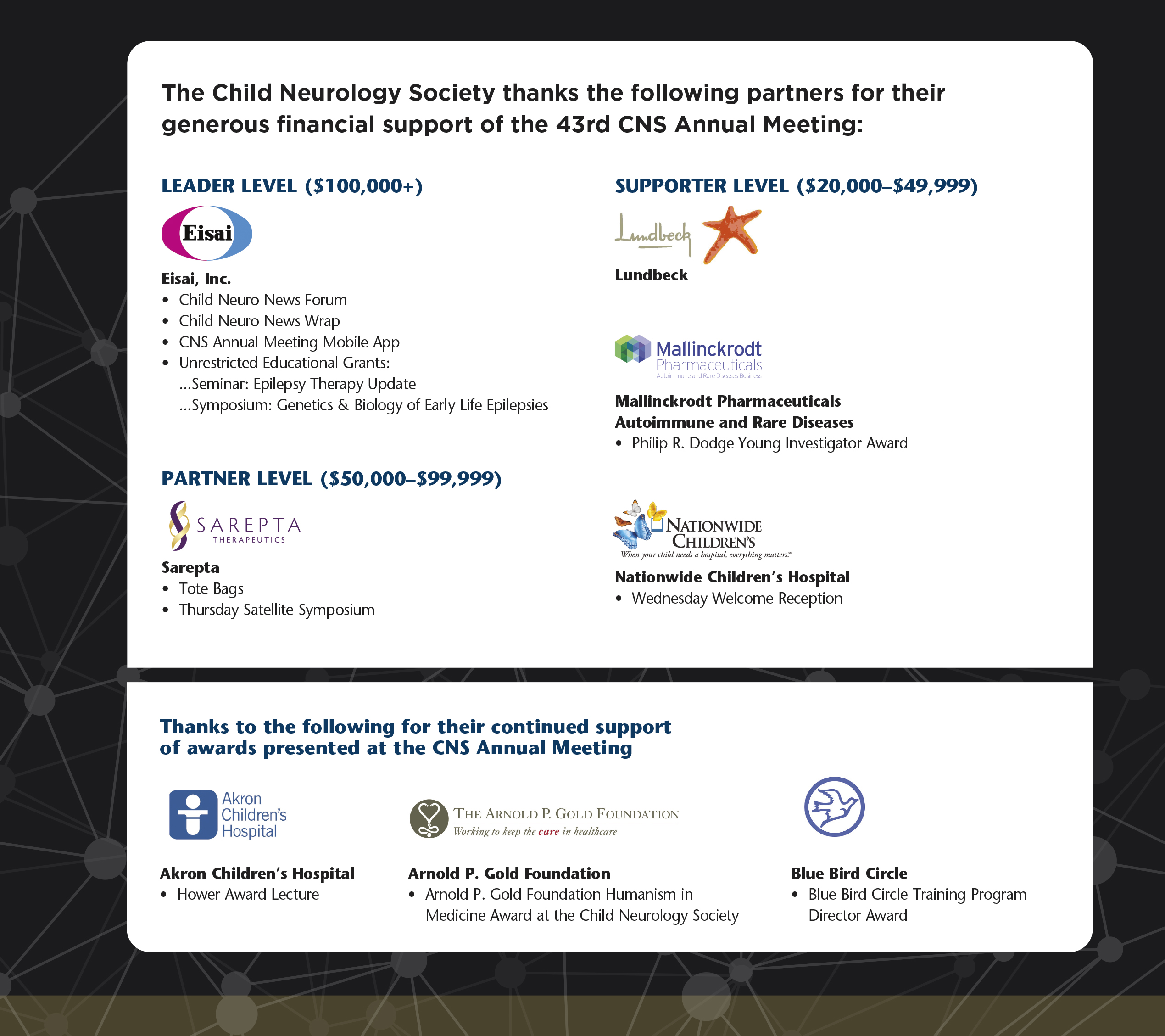 43th CNS Annual Meeting Sponsors