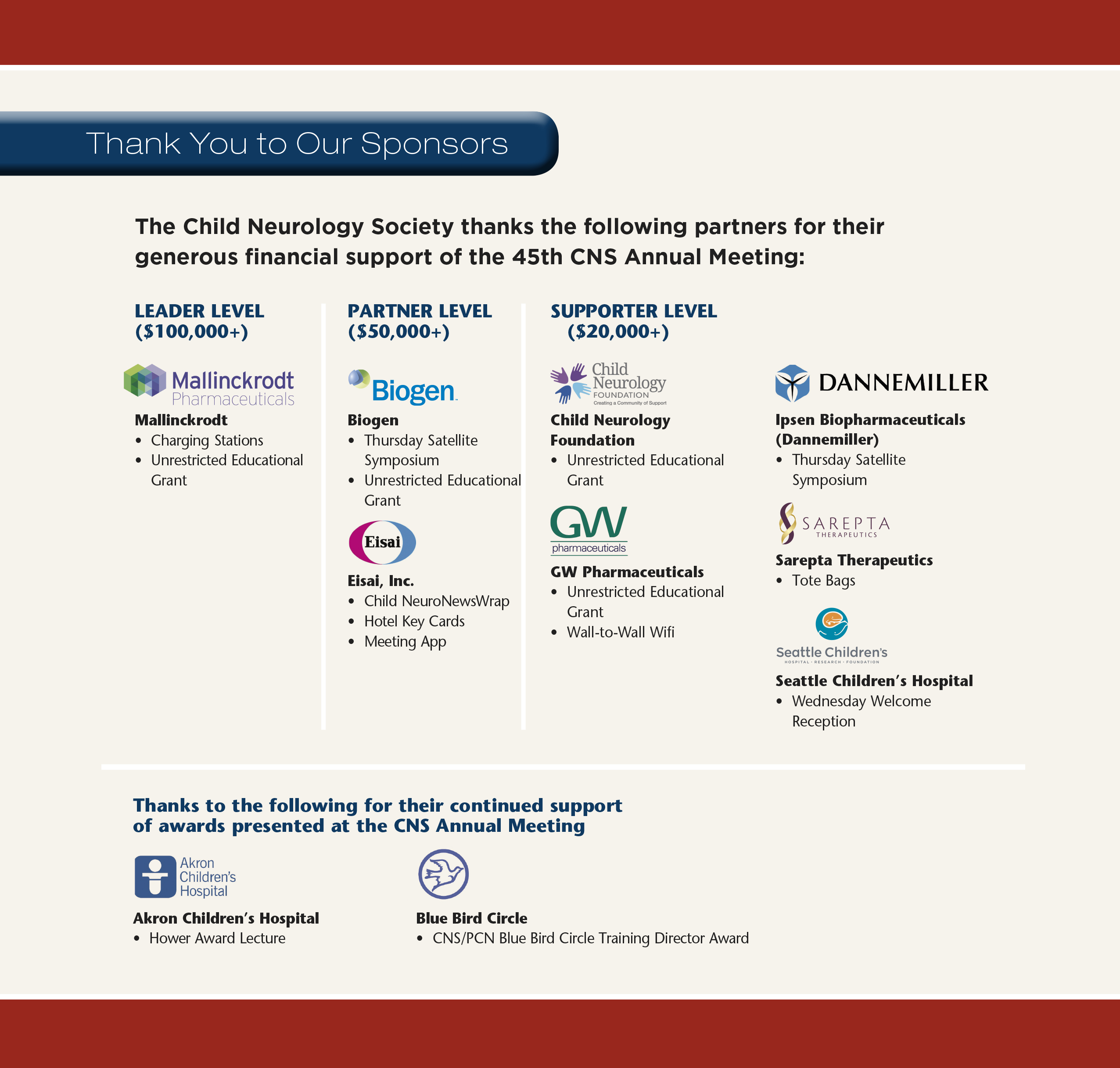 45th Annual Meeting Sponosors