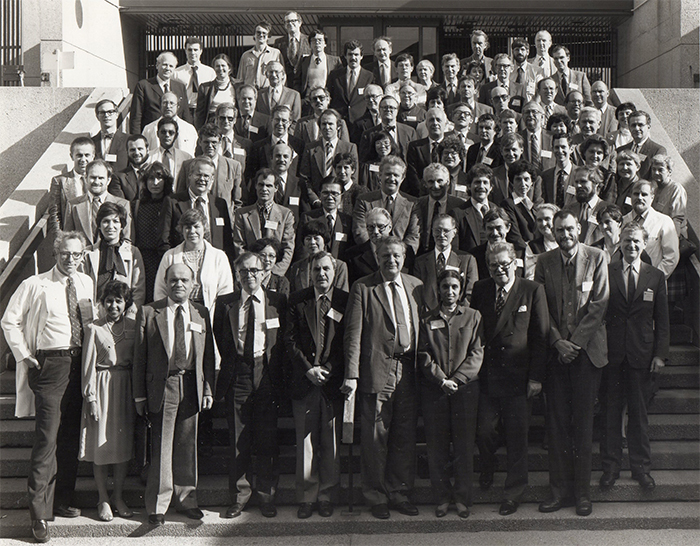 Jean Aicardi – 3rd from the left in the front row – at the 1985 Baltimore workshop on Rett syndrome.
